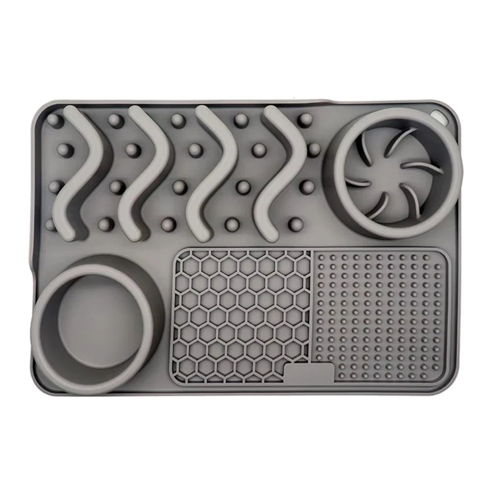3-in-1 Slow Feeder Dog Bowl with Licking Mat - Slobberfeast