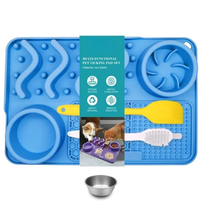 Slow Feeder Non-Toxic Silicone with Aluminum Bowl - Slobberfeast