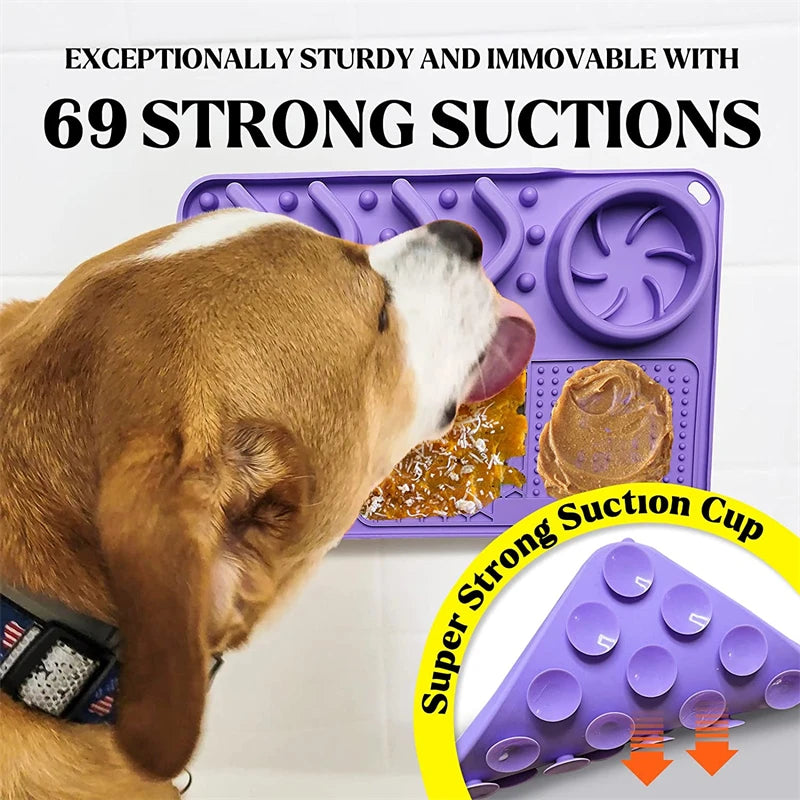 3-in-1 Slow Feeder Dog Bowl with Licking Mat - Slobberfeast