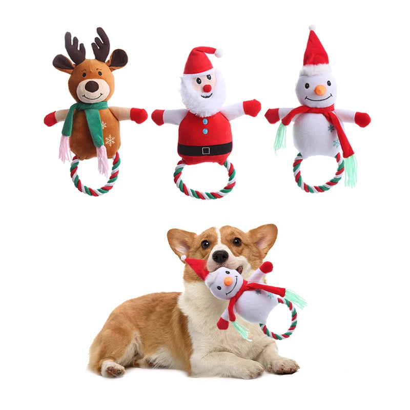 Christmas Plush Cotton Rope Dog Toy - Slobberfeast