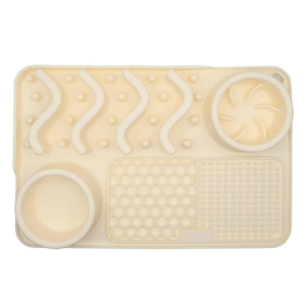 3-in-1 Slow Feeder Dog Bowl with Licking Mat - Slobberfeast