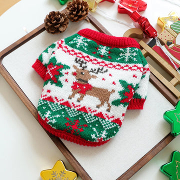 Cute Christmas Rudolph Elk Sweater for Pets - Slobberfeast