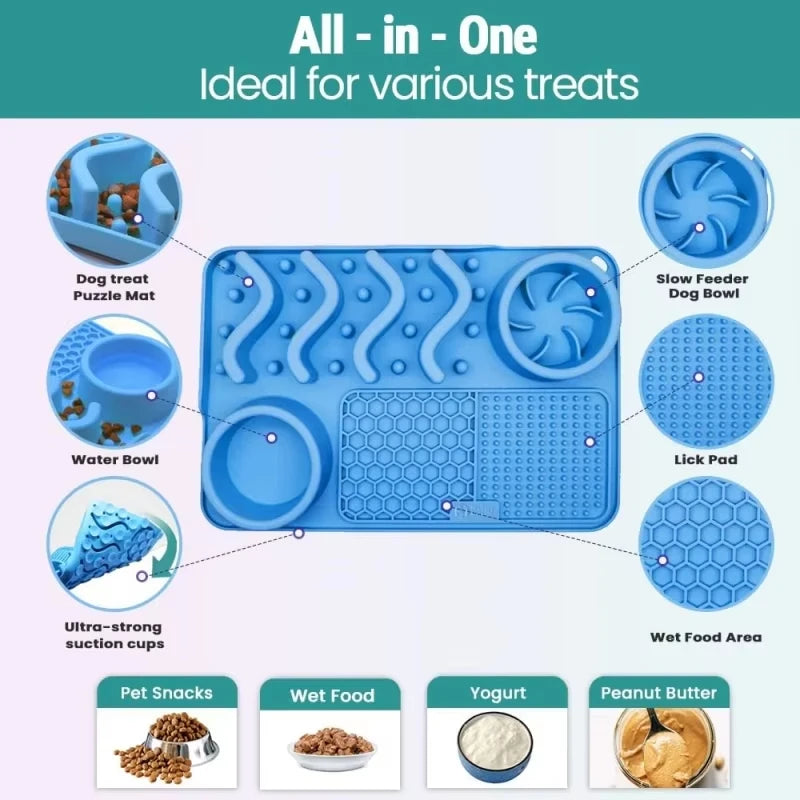 Slow Feeder Non-Toxic Silicone with Aluminum Bowl - Slobberfeast