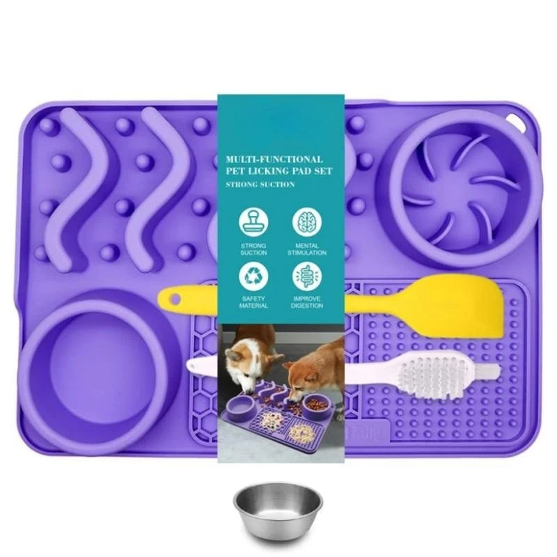 Slow Feeder Non-Toxic Silicone with Aluminum Bowl - Slobberfeast