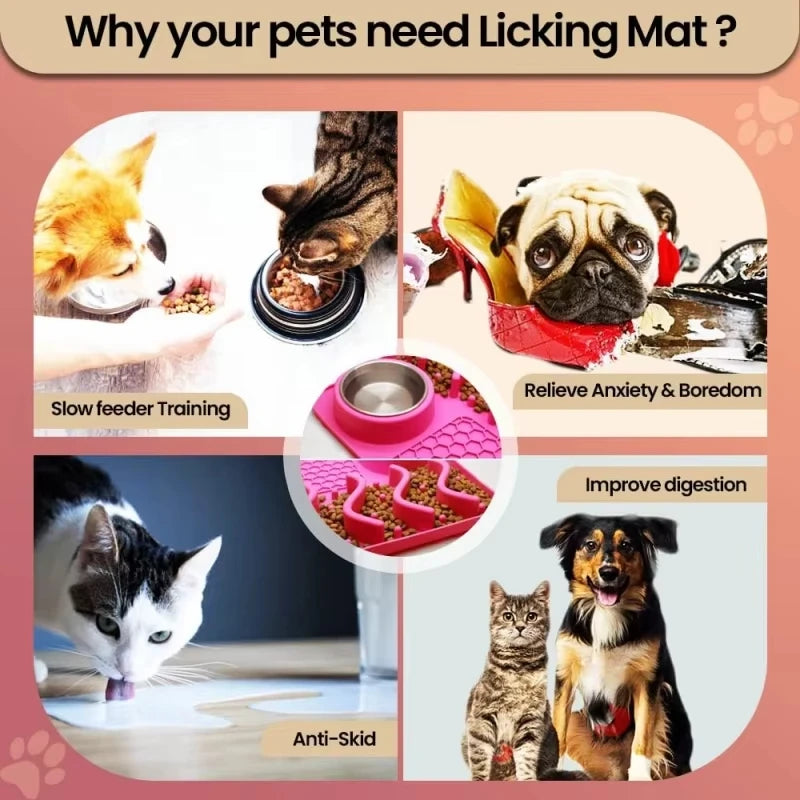 Slow Feeder Non-Toxic Silicone with Aluminum Bowl - Slobberfeast